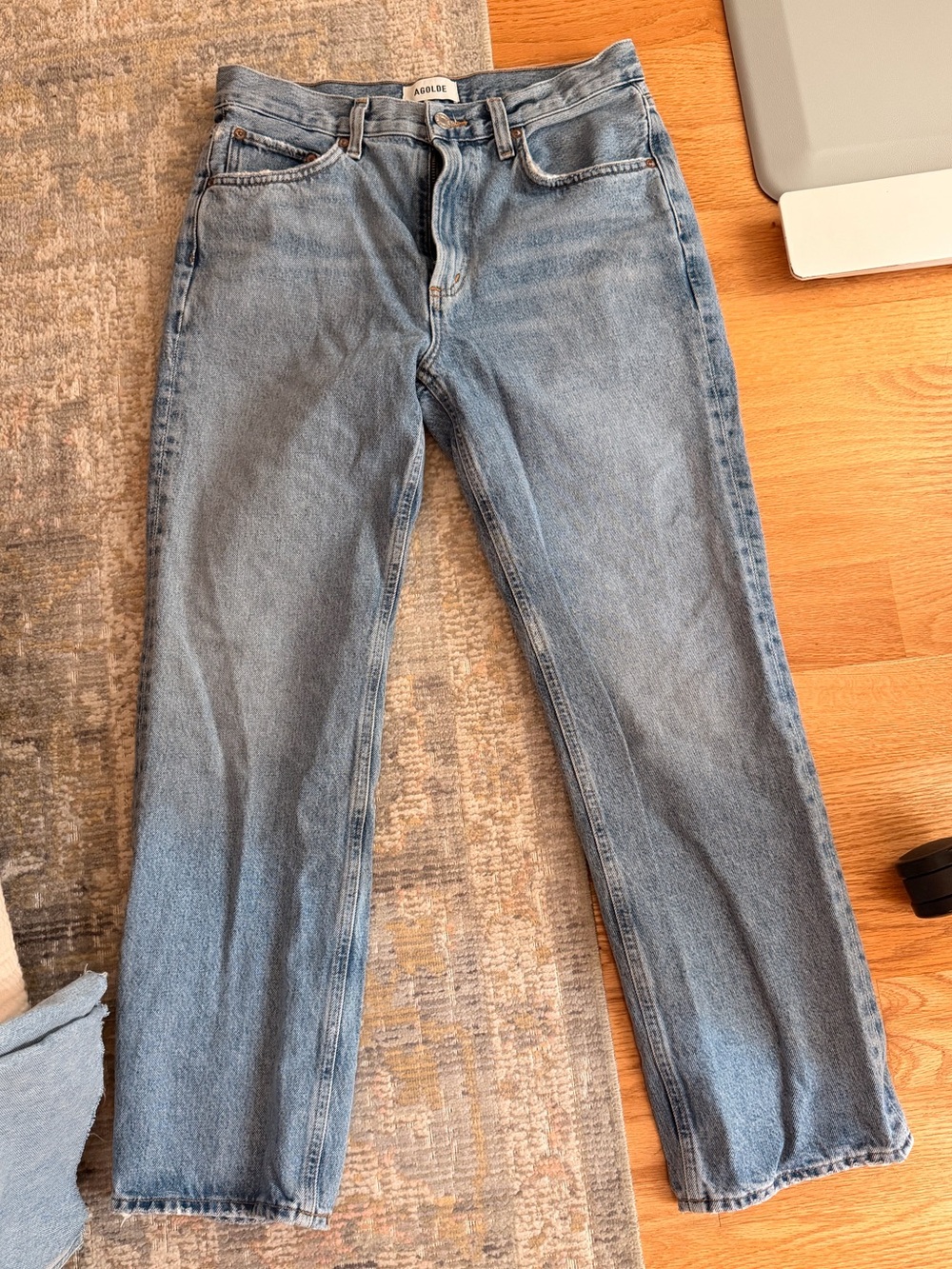AGOLDE Valen Mid Rise Straight Jeans Blue Size 27